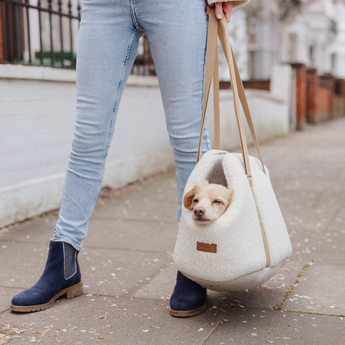The Teddy Café Cream Sherpa Dog Carrier