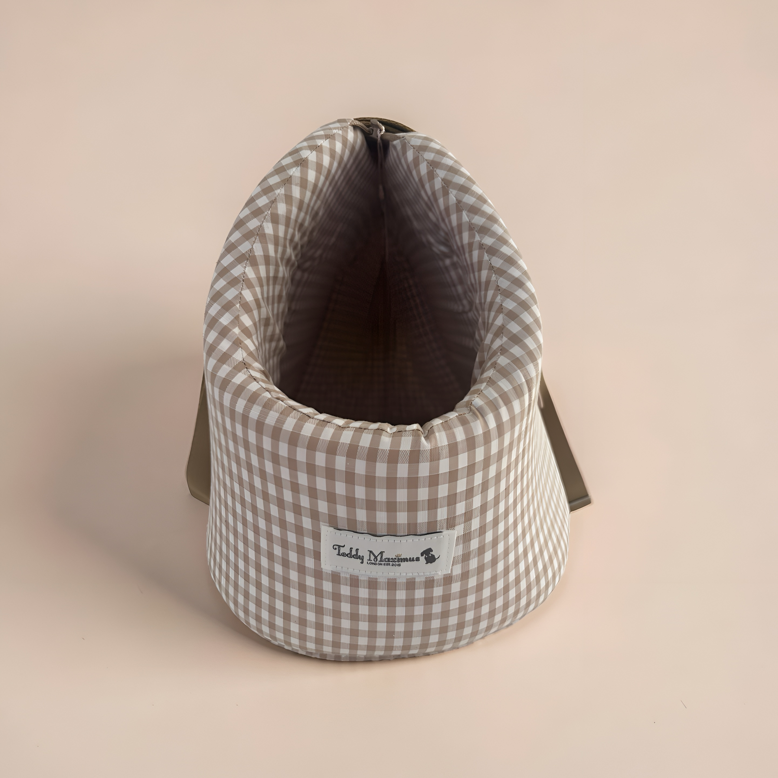 Taupe Gingham Summer Dog Carrier by Teddy Maximus