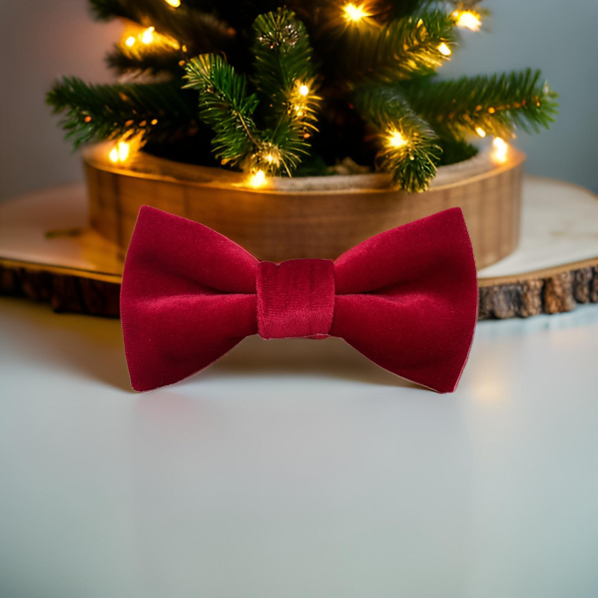 Red Velvet Festive Dog Bow Tie