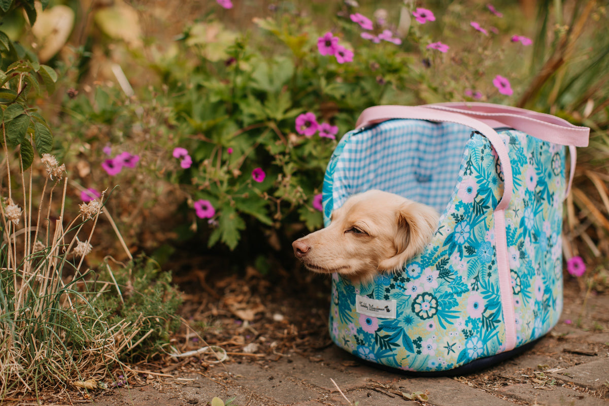Chelsea Summer Garden Dog Carrier - Turquoise/Pink