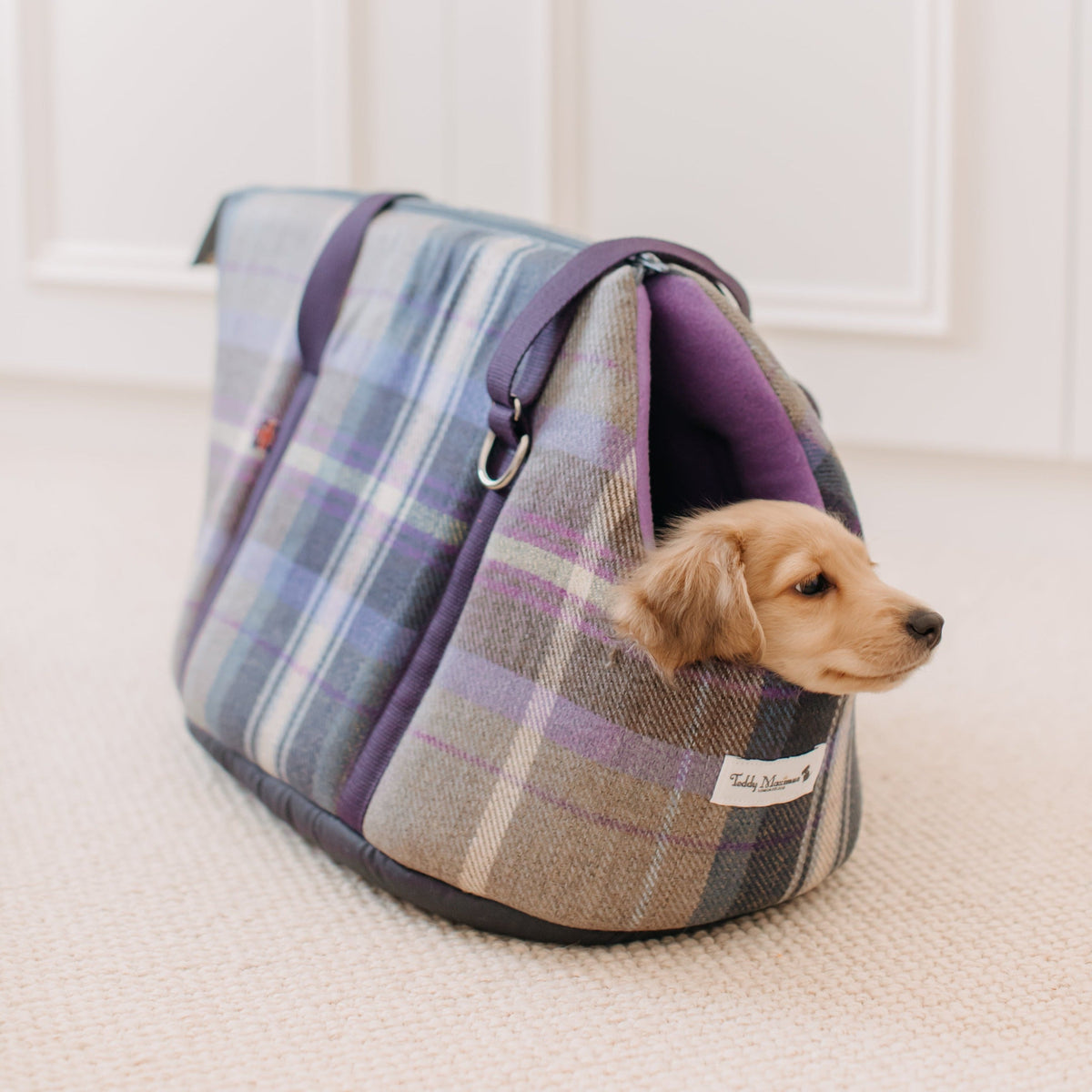The Cambridge Adjustable Purple Taupe Soft Sided Luxury Dog Carrier