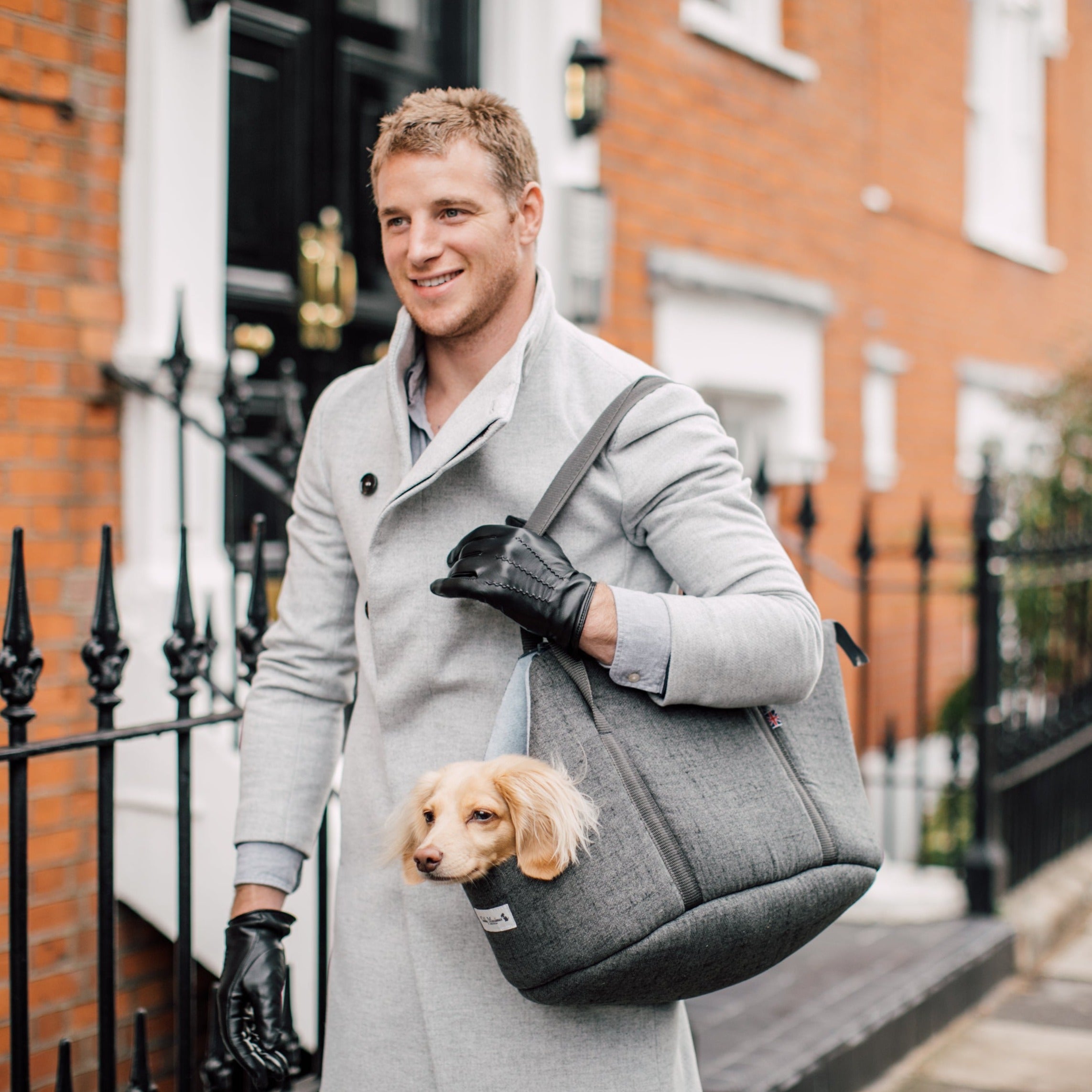 The James' Charcoal Grey Luxury Dog Carrier– Teddy Maximus