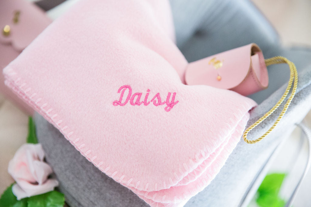 Pink Personalised Dog Blanket by Teddy Maximus