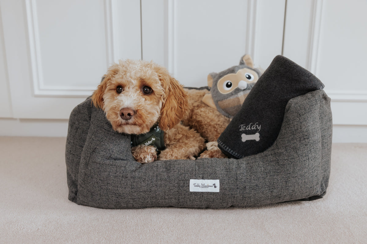 The James Dark Grey Rectangle Dog Bed