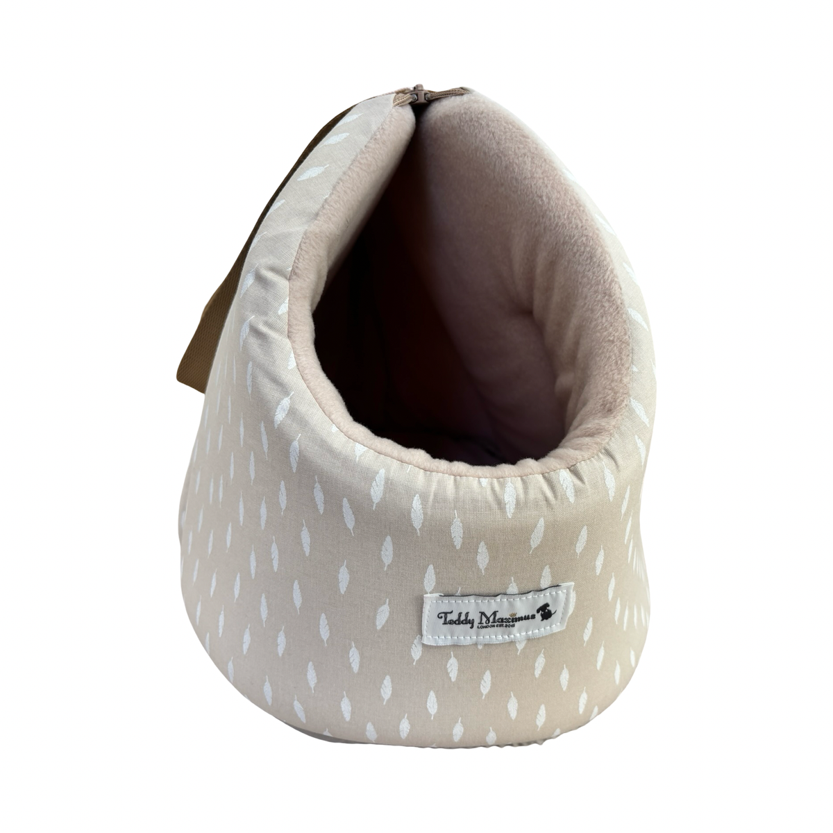 ‘Gentle Nest’ Feather Print Taupe Dog Carrier
