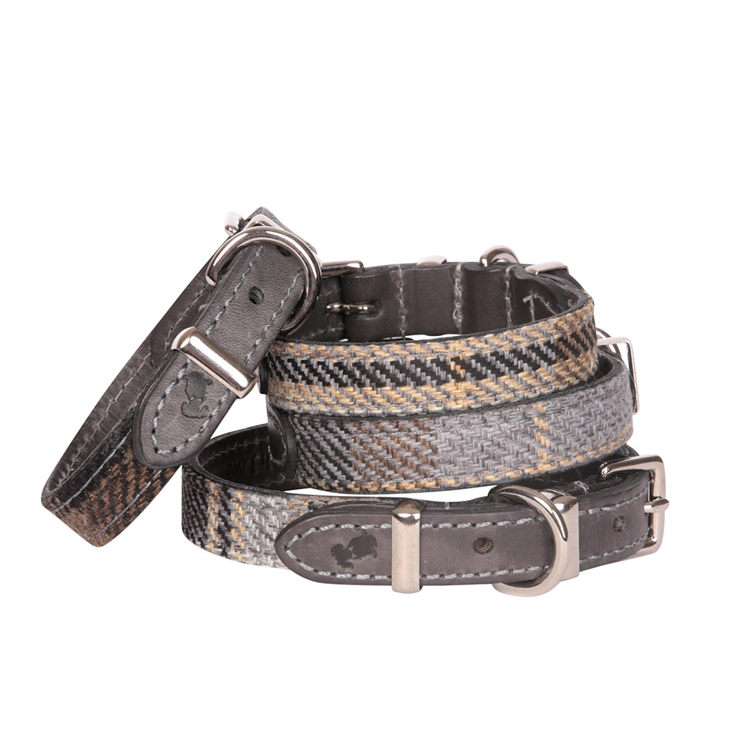 'The Belgravia' Grey Leather Dog Collar