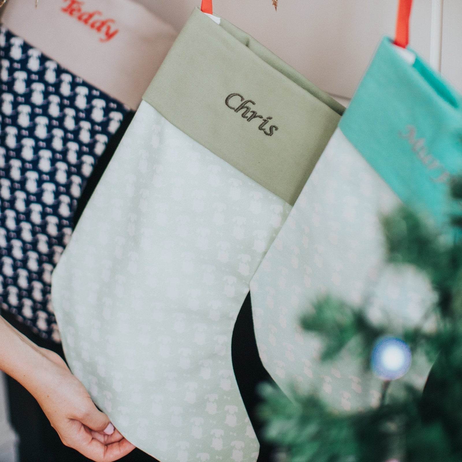 Apple Green Personalised Christmas Stocking