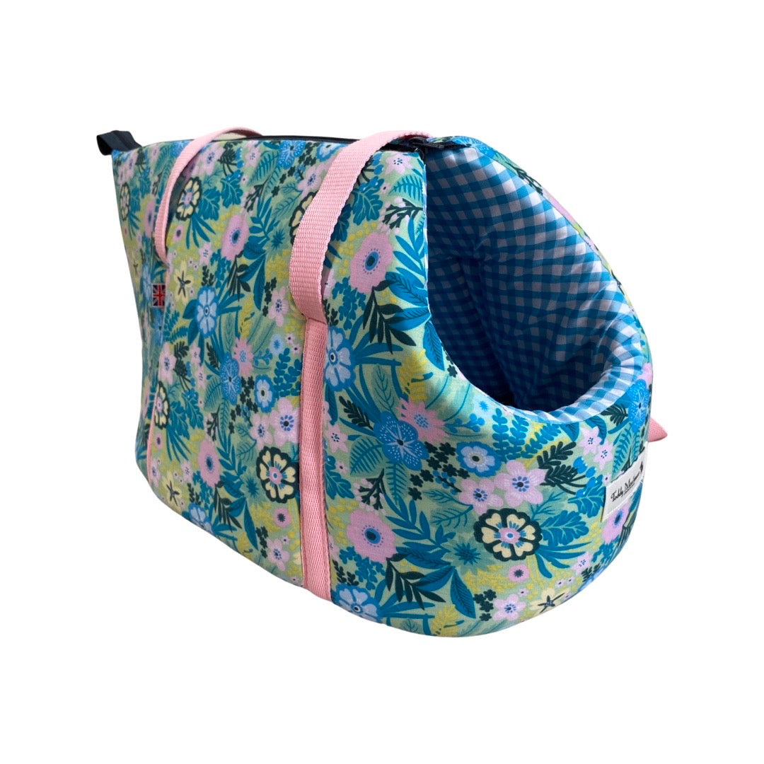 Chelsea Summer Garden Dog Carrier - Turquoise/Pink