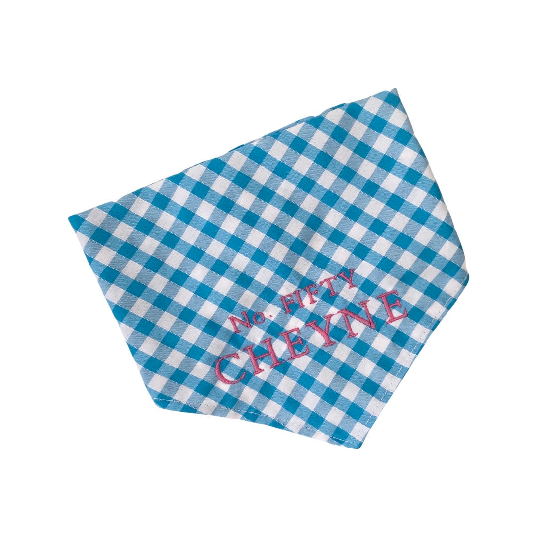 Fifty Cheyne x Teddy Maximus Turquoise Gingham Neckerchief