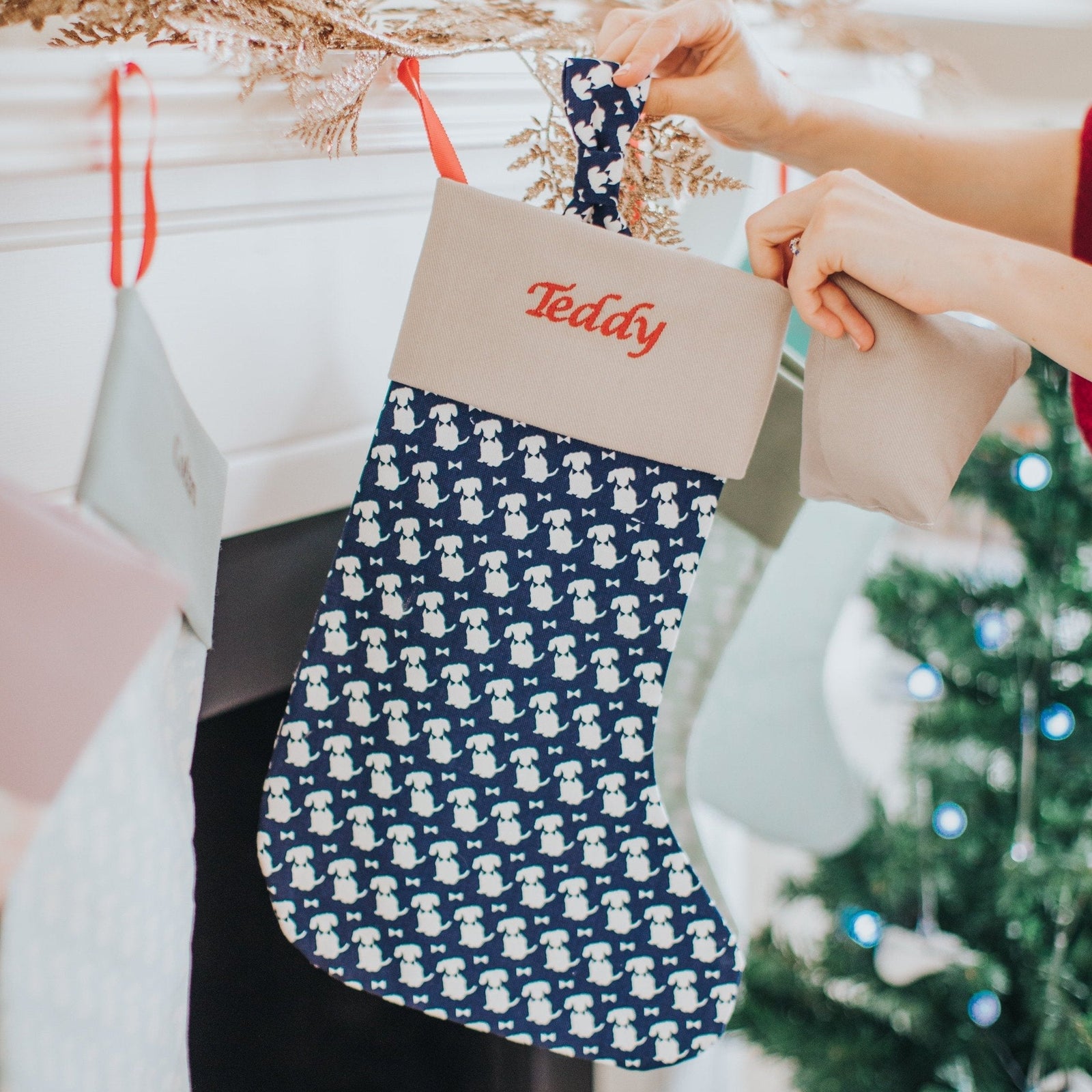 Navy Personalised Christmas Stocking