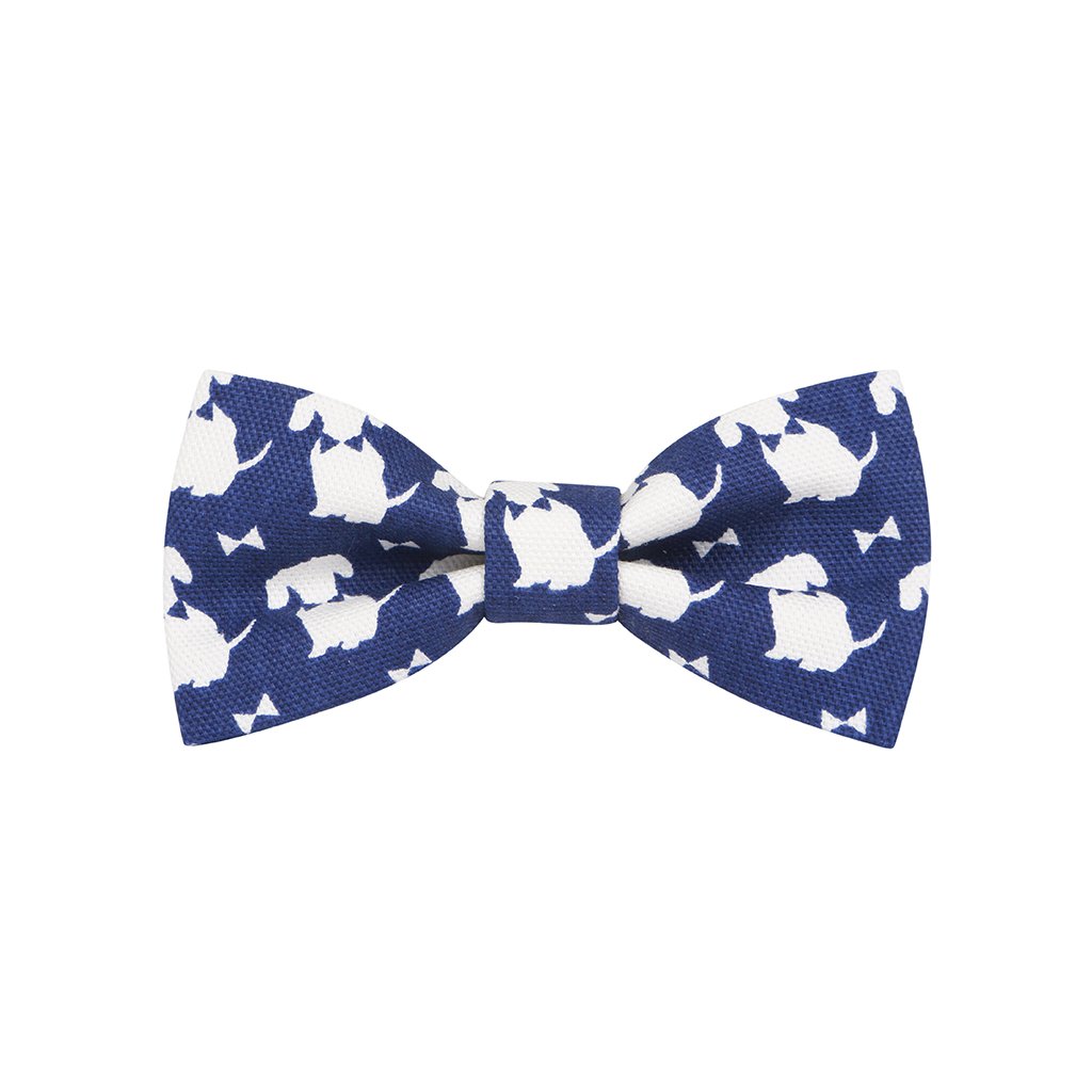 Navy Signature Print Dog Bow Tie