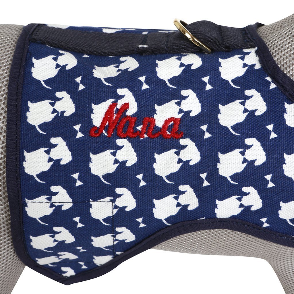 Navy Signature Print Dog Harness