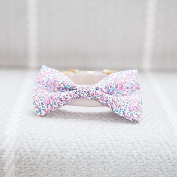 Rose Pink Liberty Print Dog Bow Tie