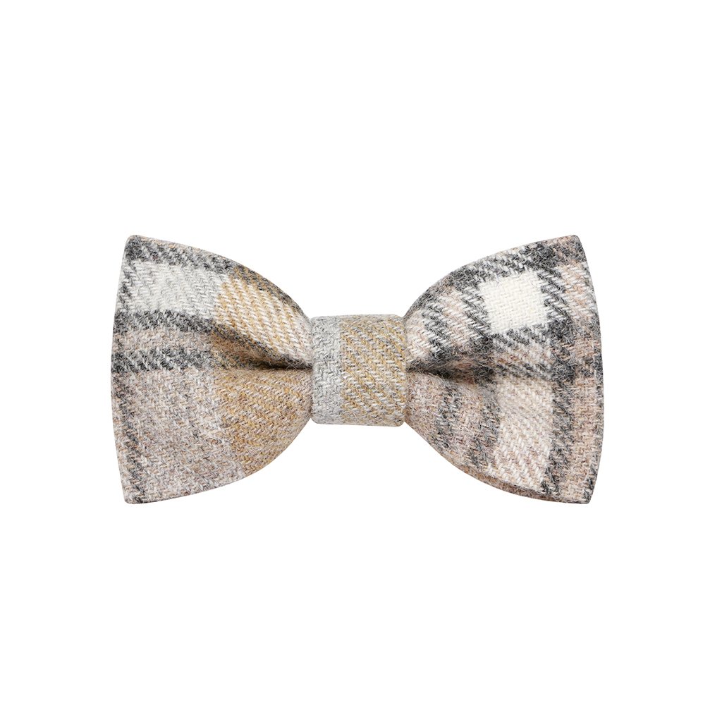 Sand Shetland Wool Dog Bow Tie