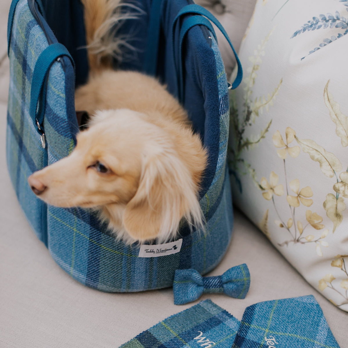 &#39;The Cotswold Blue&#39; Plaid Dog Carrier NEW!!