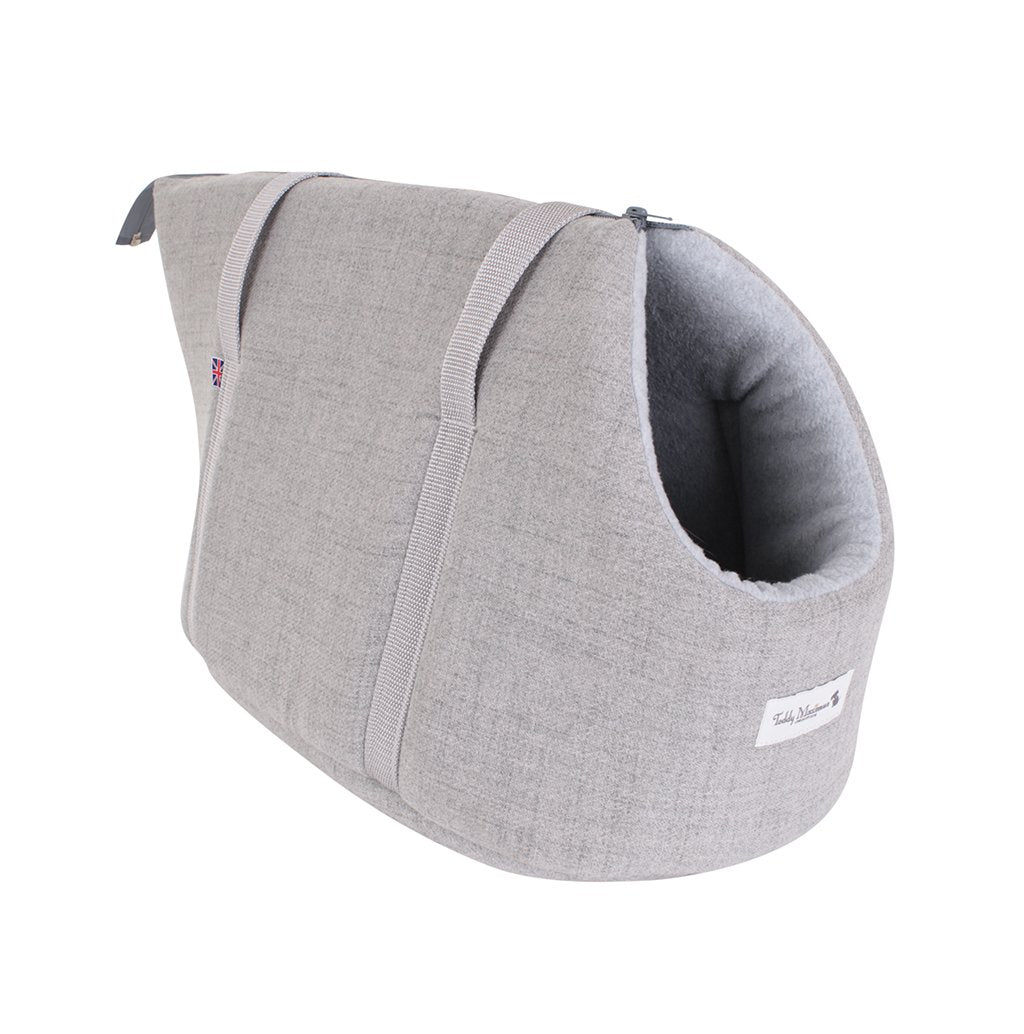 Gray Crushed Velvet Designer Dog Carrier Silver Dog Carrier 